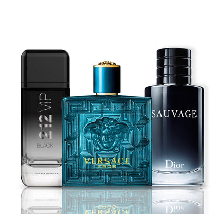 Set 3 Profumi | 212 VIP Black · Eros · Sauvage